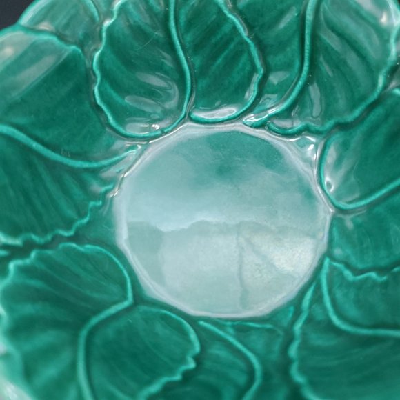 Retro California Pottery No 333 B Lime & Dark Green Leaf Design (No Lazy Susan) - Picture 3 of 10